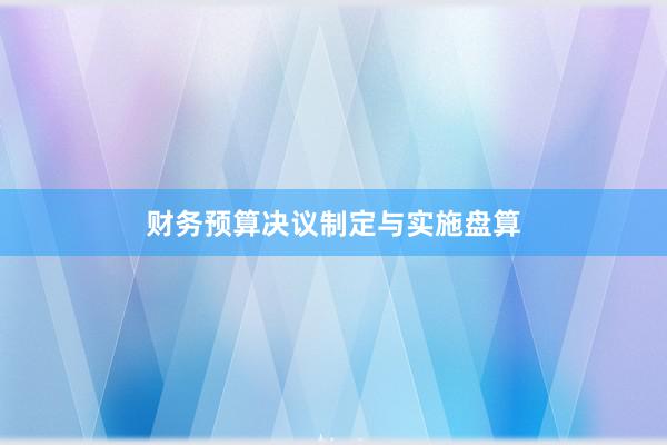 财务预算决议制定与实施盘算